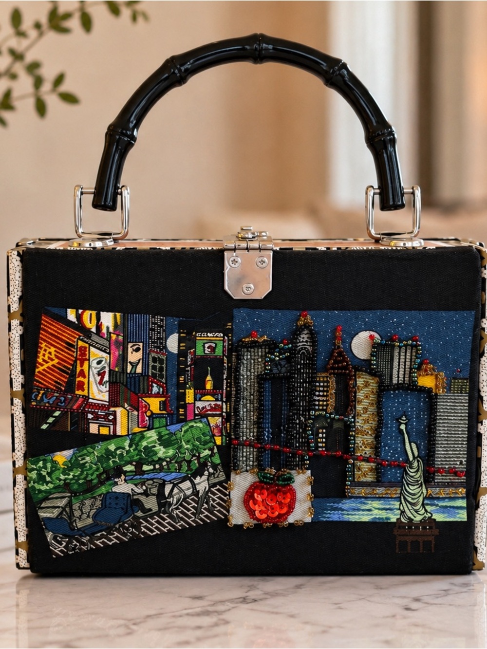Braciano NYC New York City Beaded Cigar Box Purse Vintage